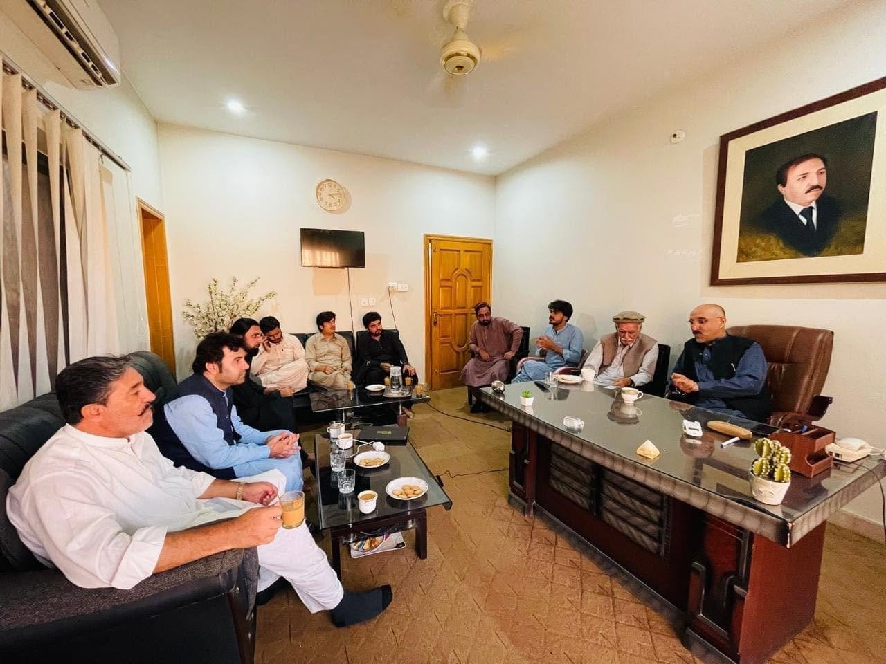 Foundation office with a portrait of Baz Muhammad Kakar